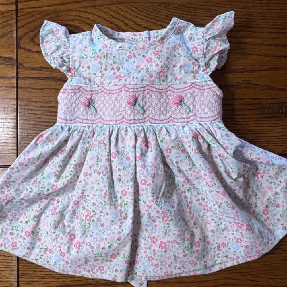 Rare Beaufort Bonnet TBBC Addie Angel Smocked Tulip Dress Mountain Brook Floral